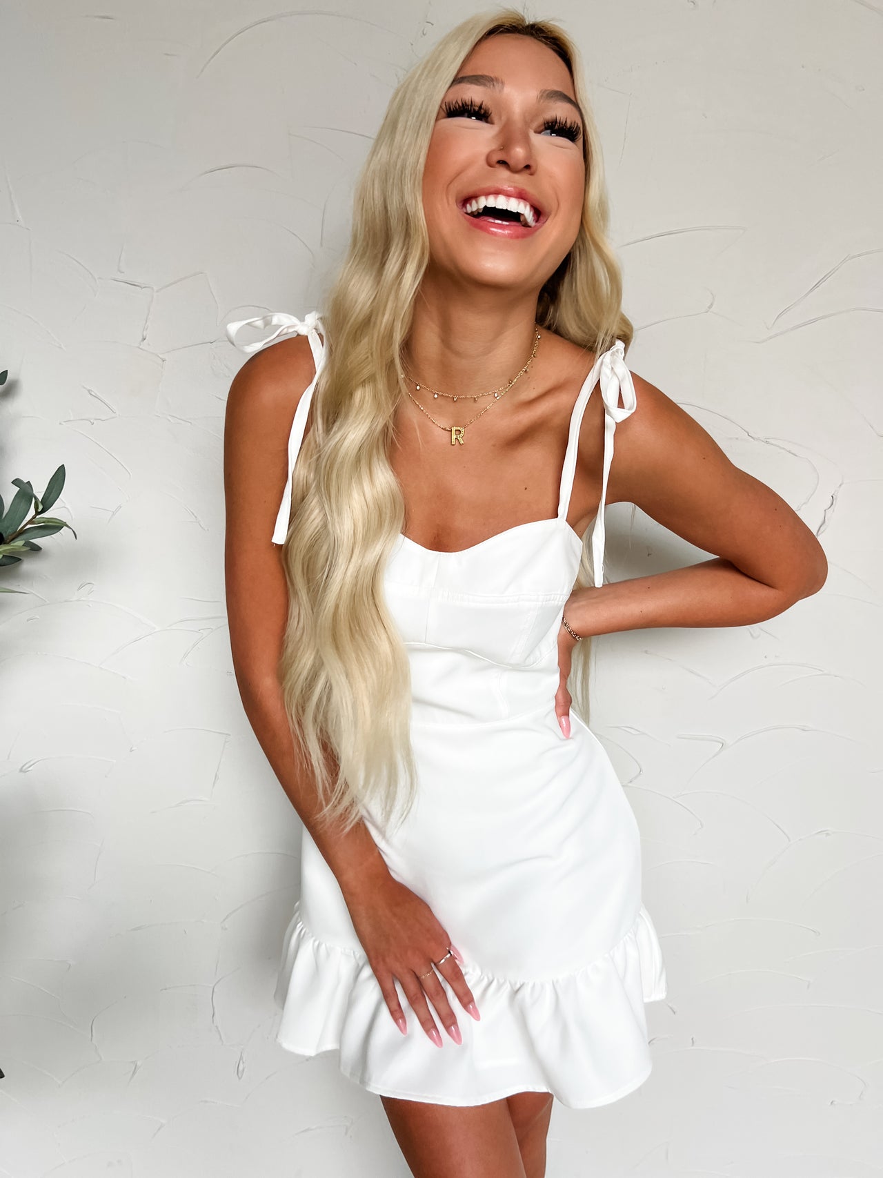 Setting The Tone Bottom Ruffle Dress- Off White