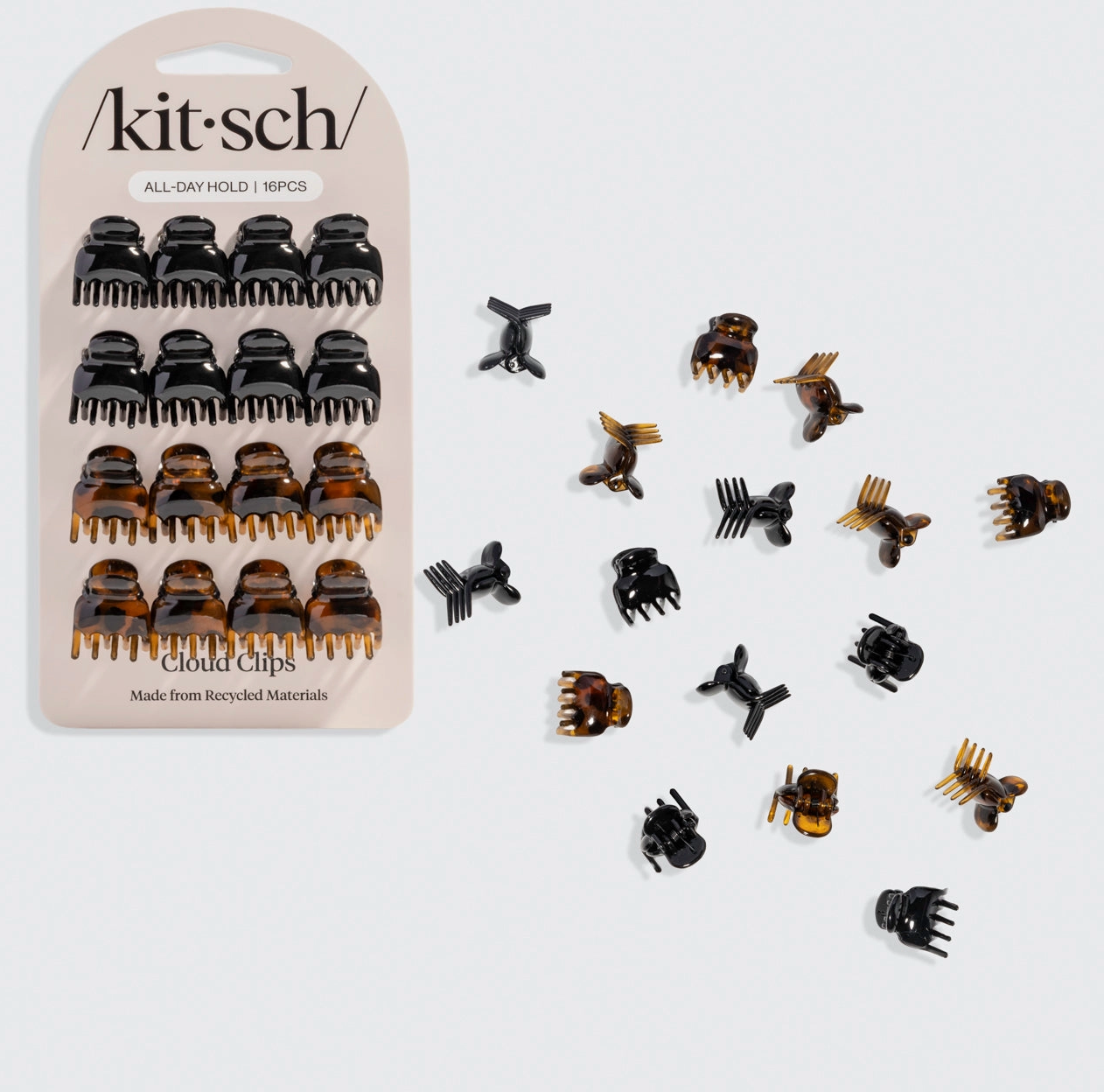Black & Tort Micro Cloud Clip 16PC Set