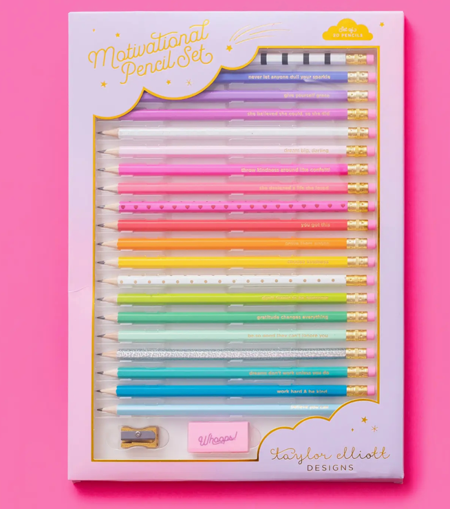 Pencil Set- Motivational Assorted Colors 22pcs
