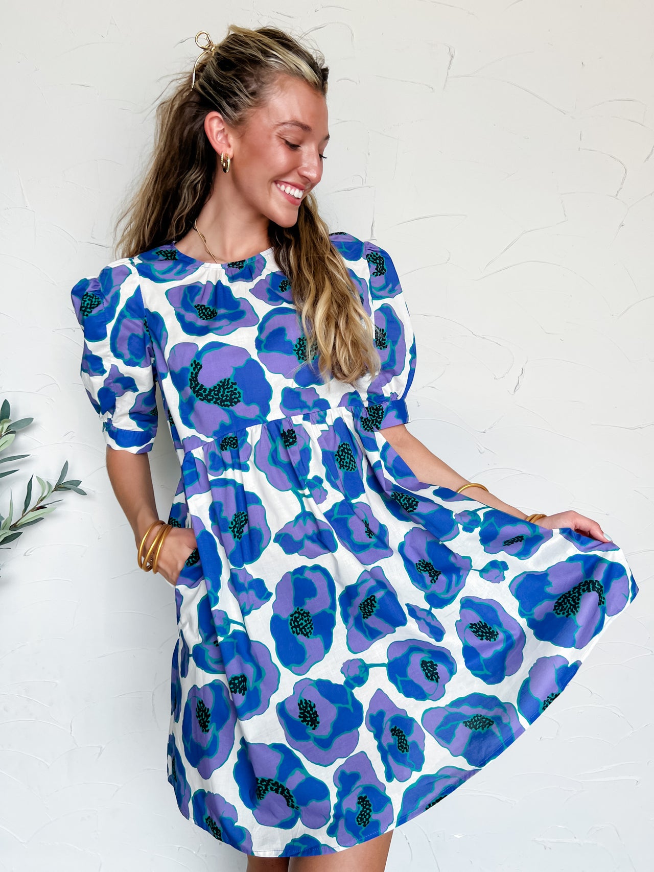 Bouquet Of Flowers Round Neck Dress