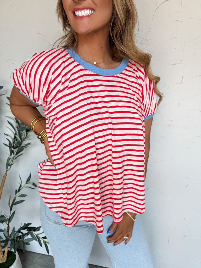 Good Habits Striped Round Neck Top