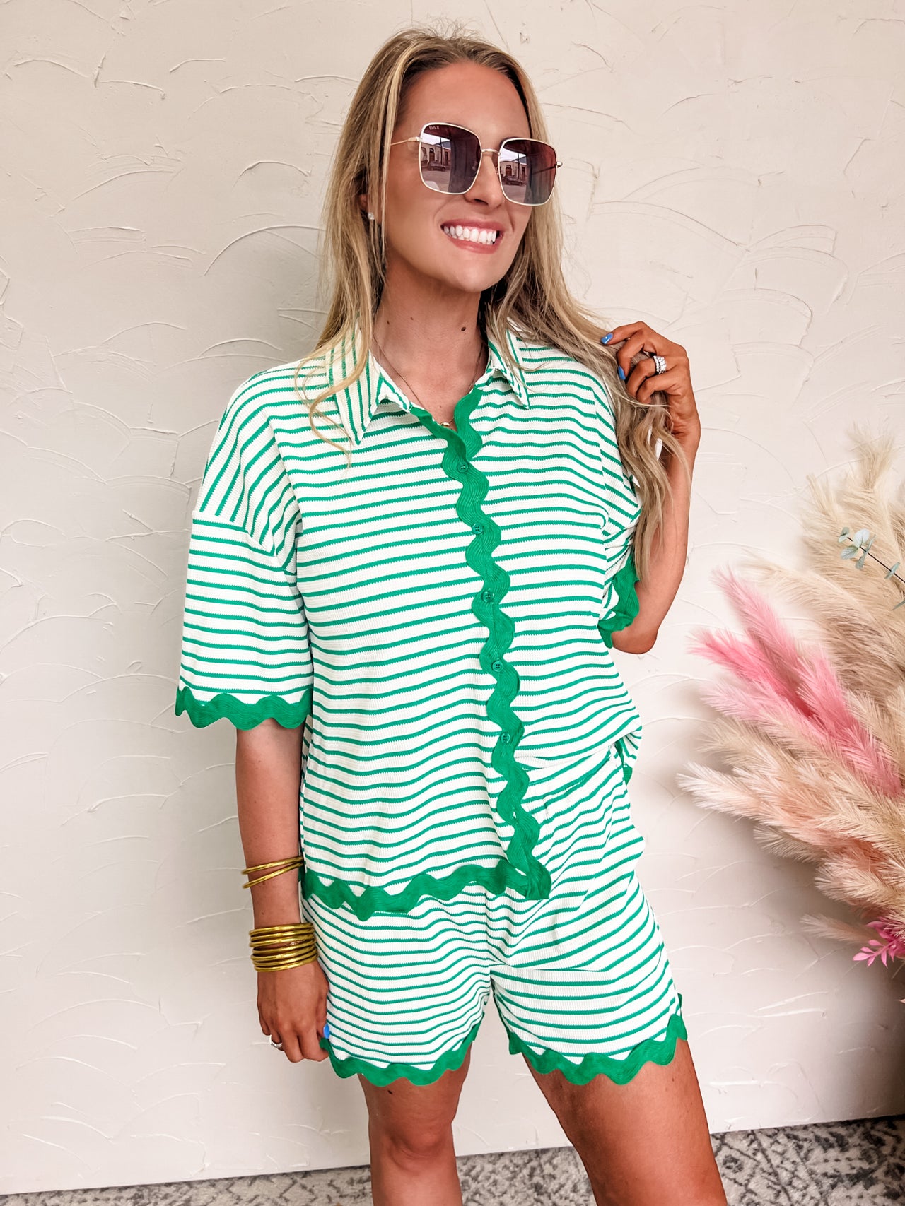 If You Dare Green Striped Set