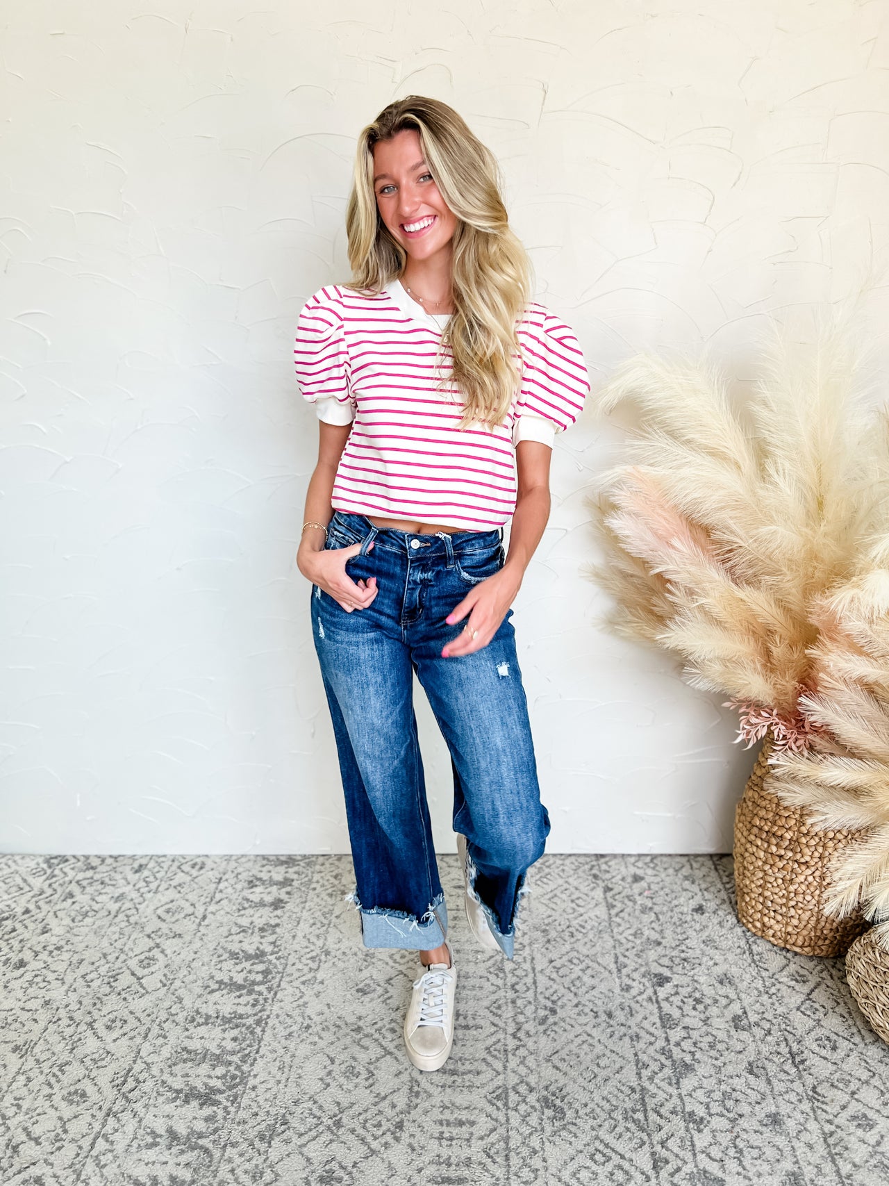 Every Moment Stripe Puff Sleeve Top