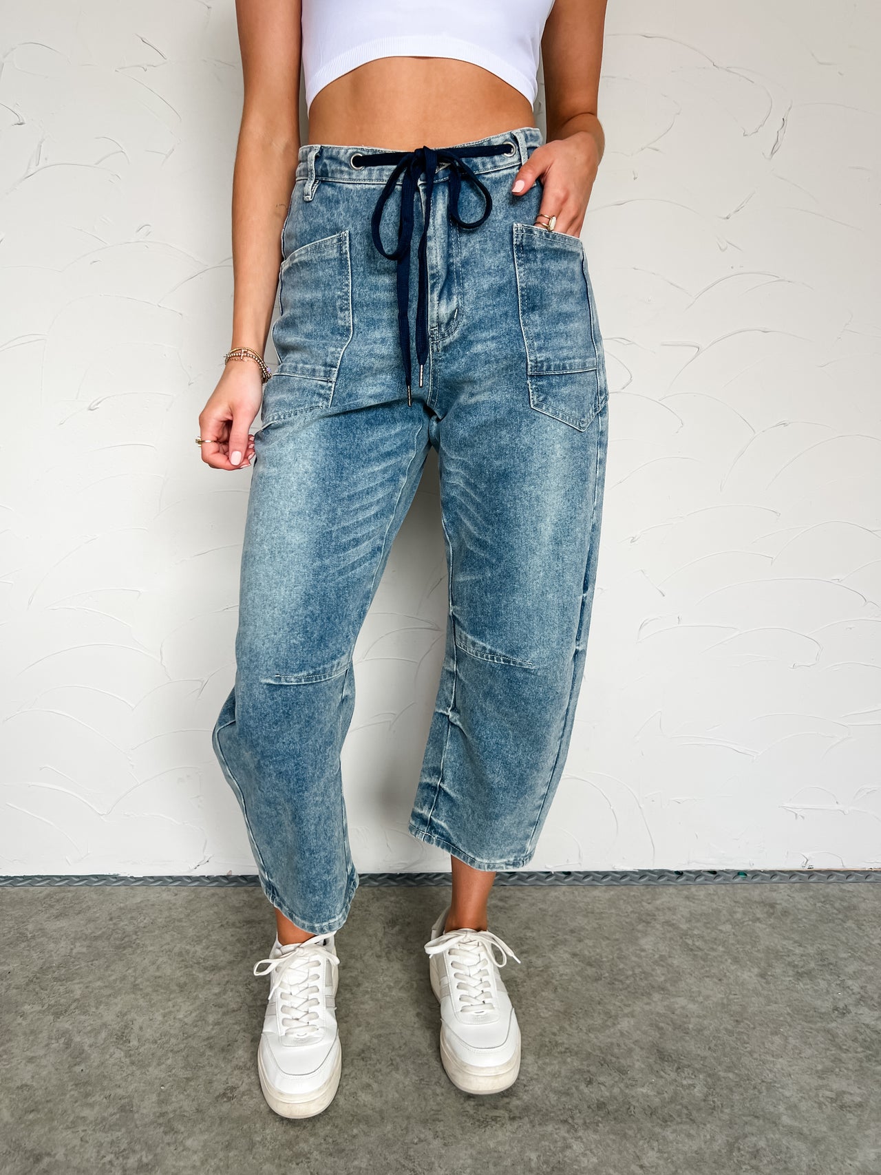 Keep You Close Mid Rise Barrel Jeans