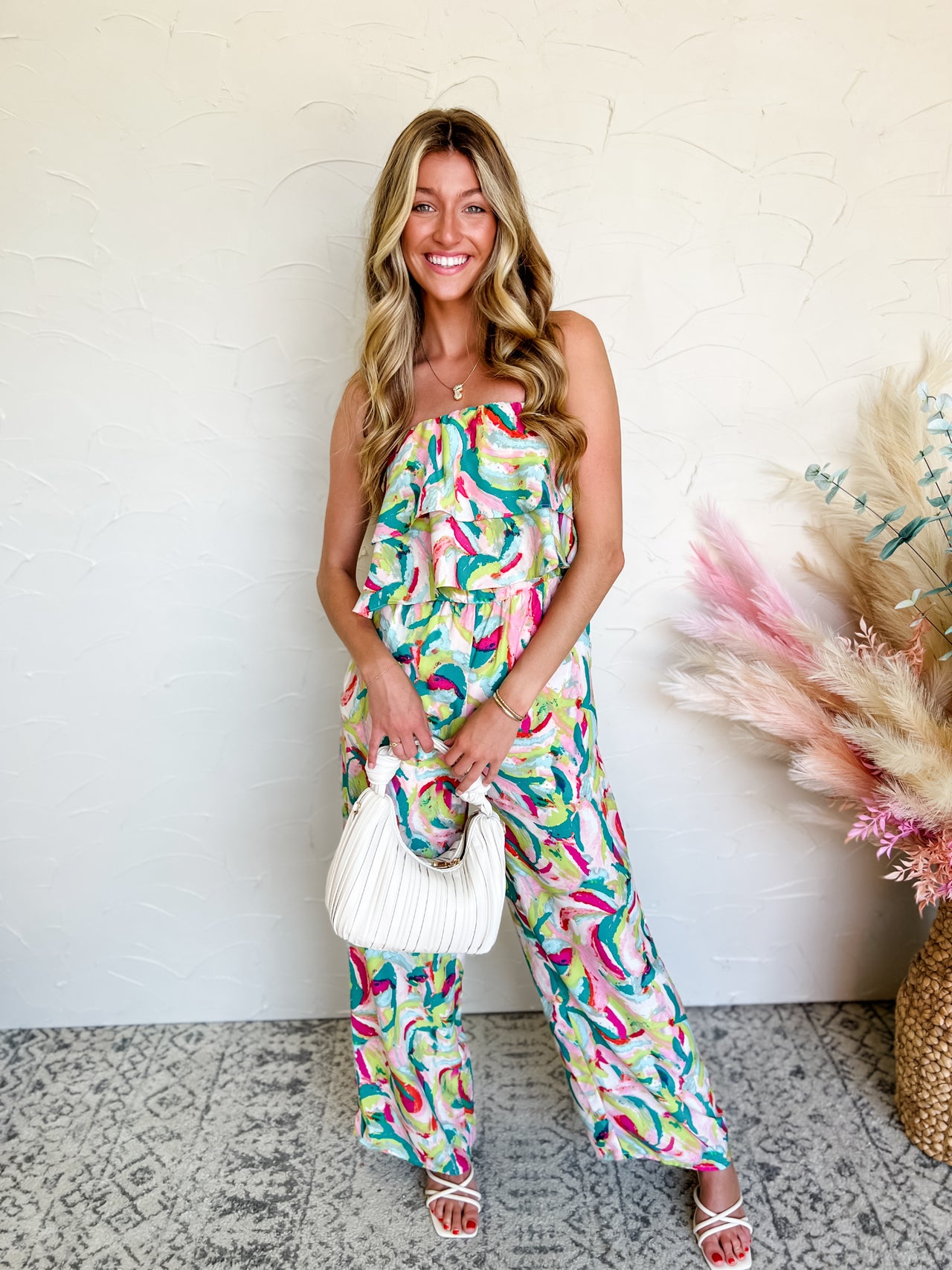 A Thousand Words Strapless Ruffled Tube Jumpsuit