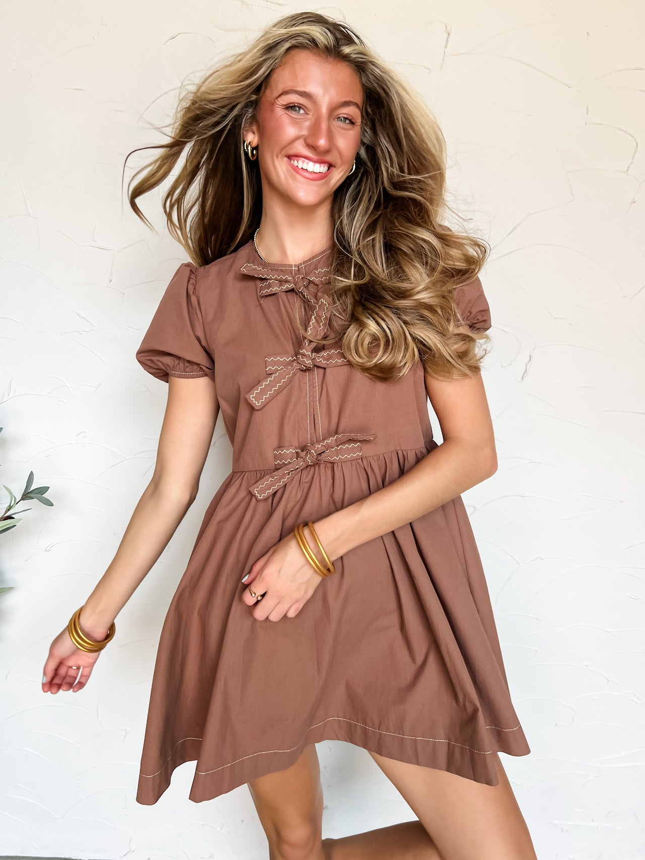 Weekend Days Ahead Babydoll Dress- Brown