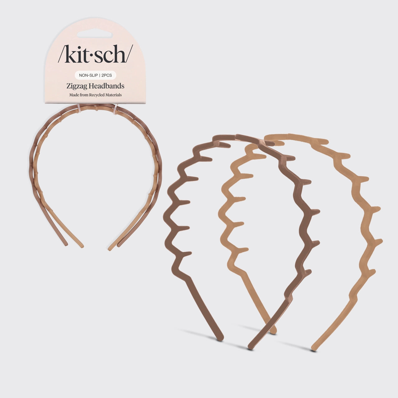 Recycled Plastic Zig Zag Headband 2pc- Neutral