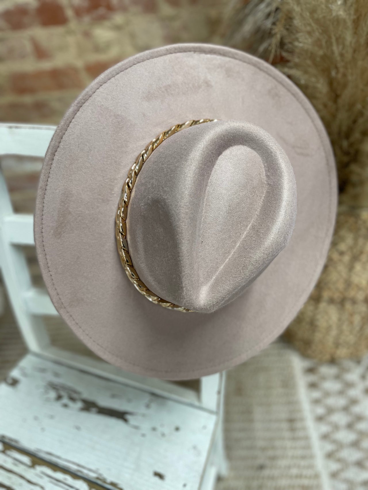 Koda Chunky Chain Detail Felt Hat- Khaki