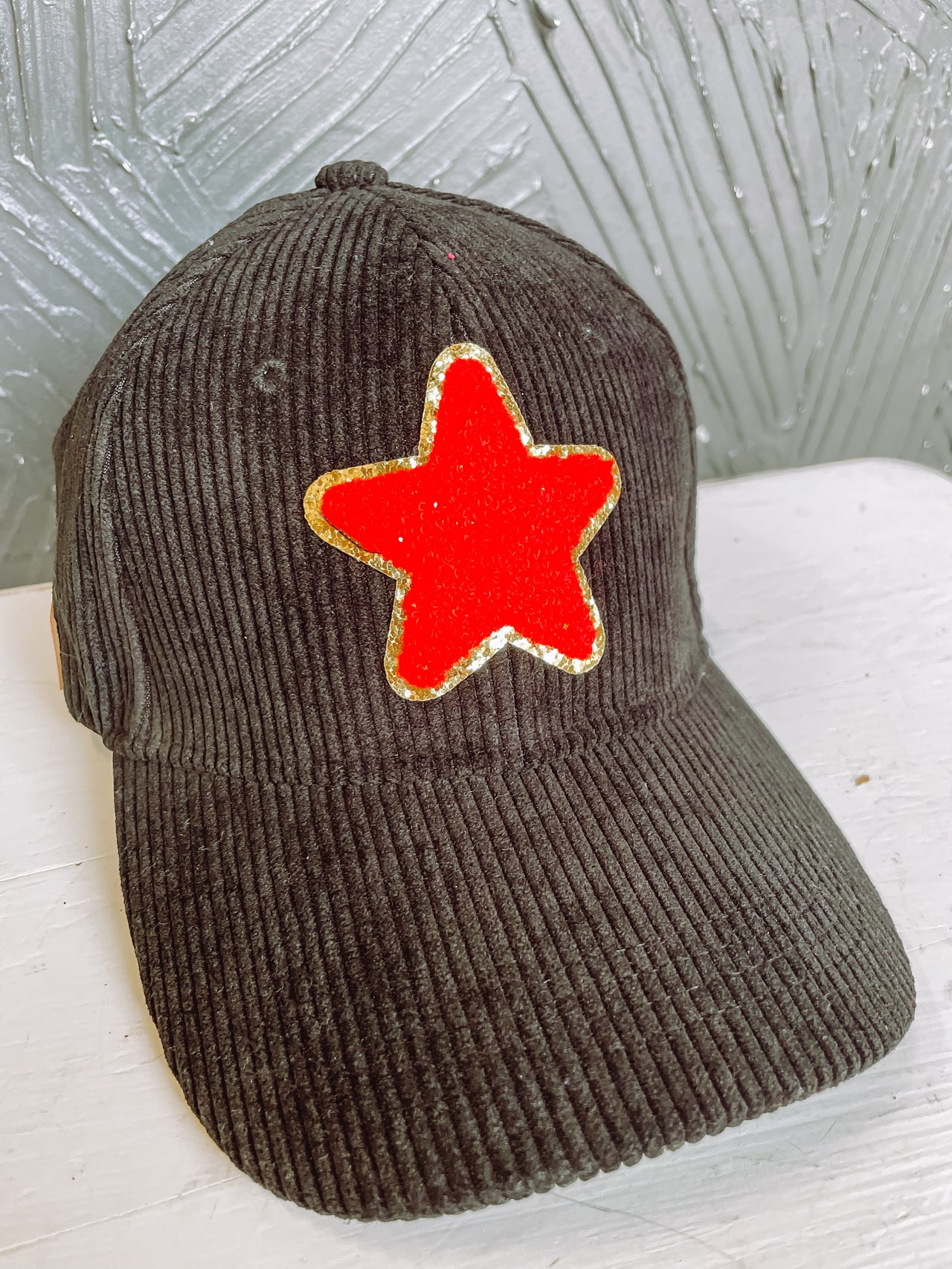 Corduroy Star Cap- Red