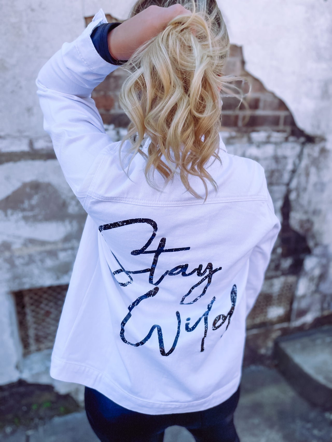 Stay Wild Denim Jacket- Ivory