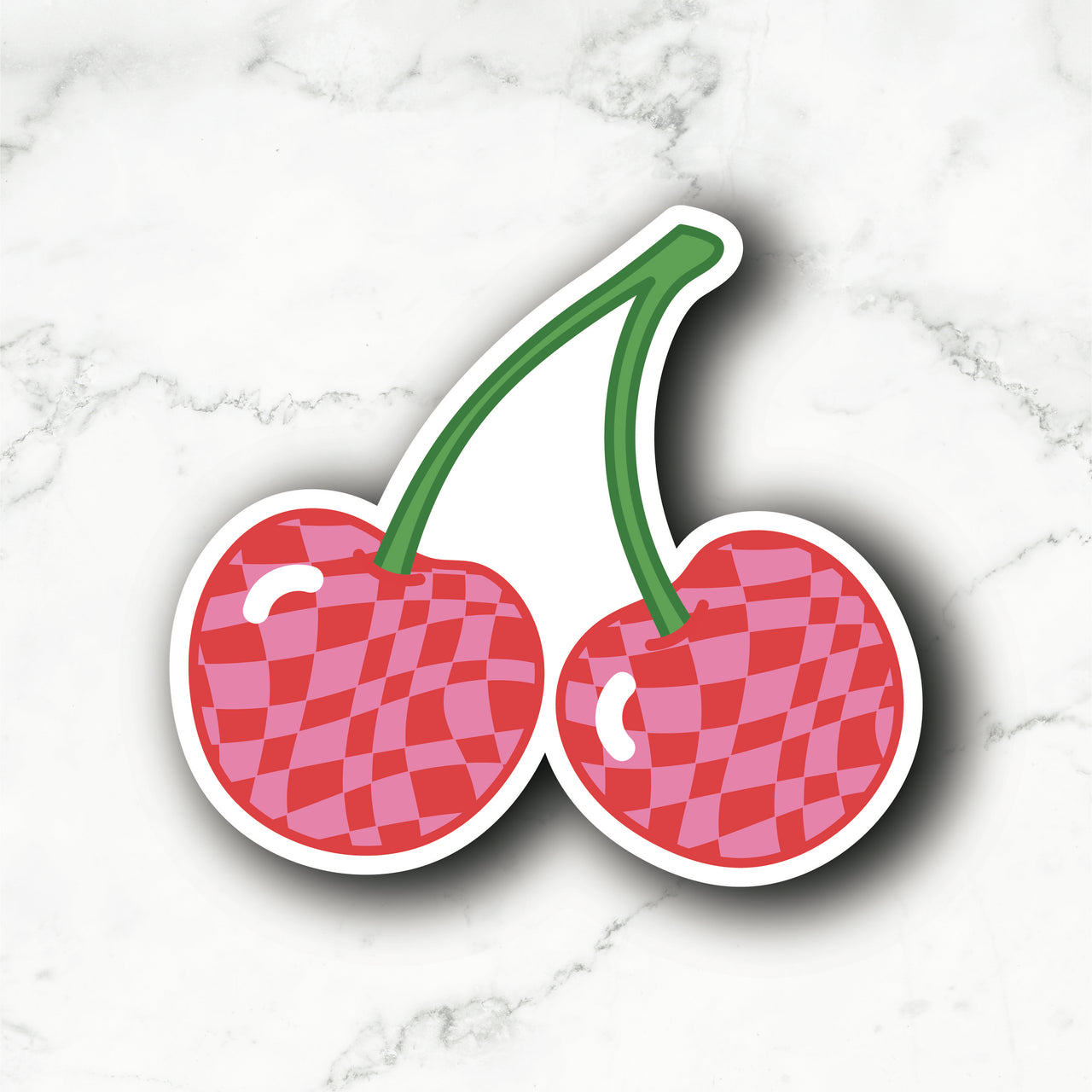 Checkered Cherries Sticker