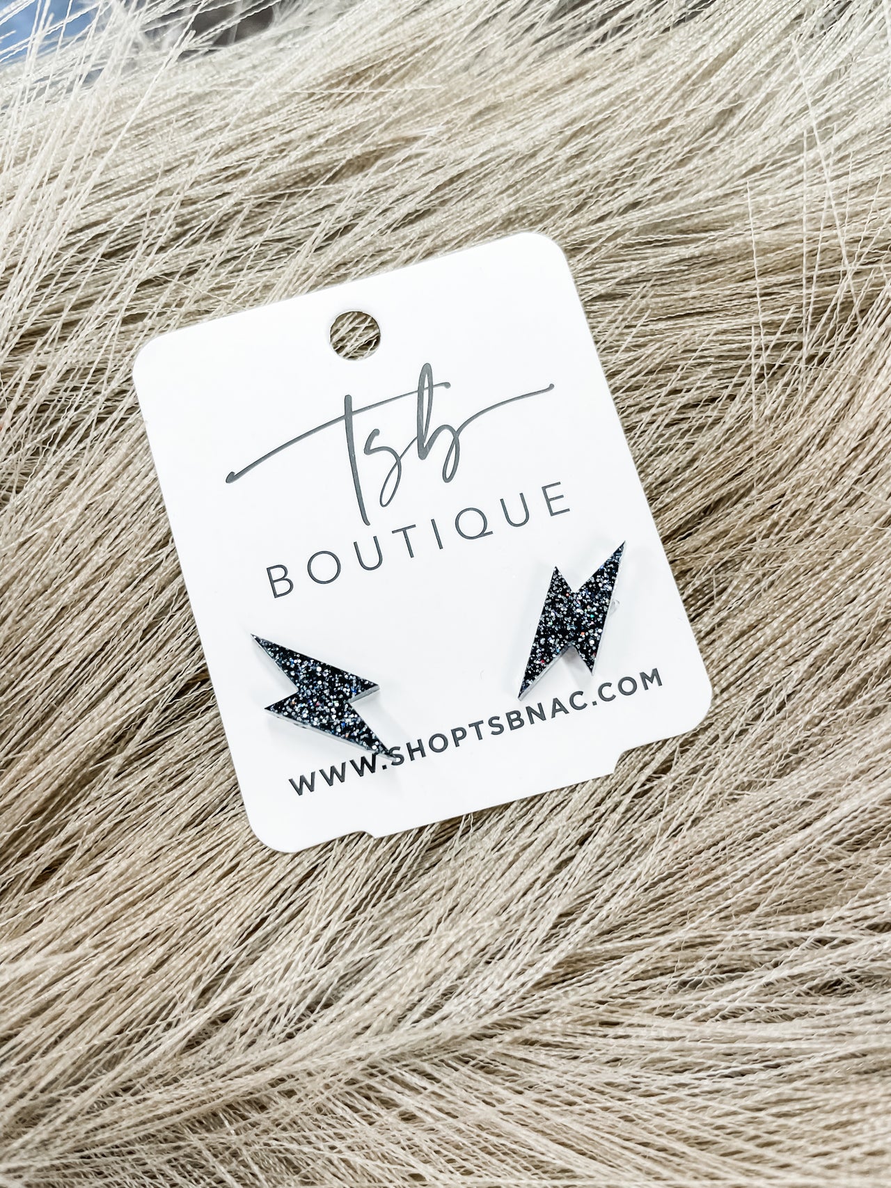 Lightening Bolt Stud Earrings- Gunmetal