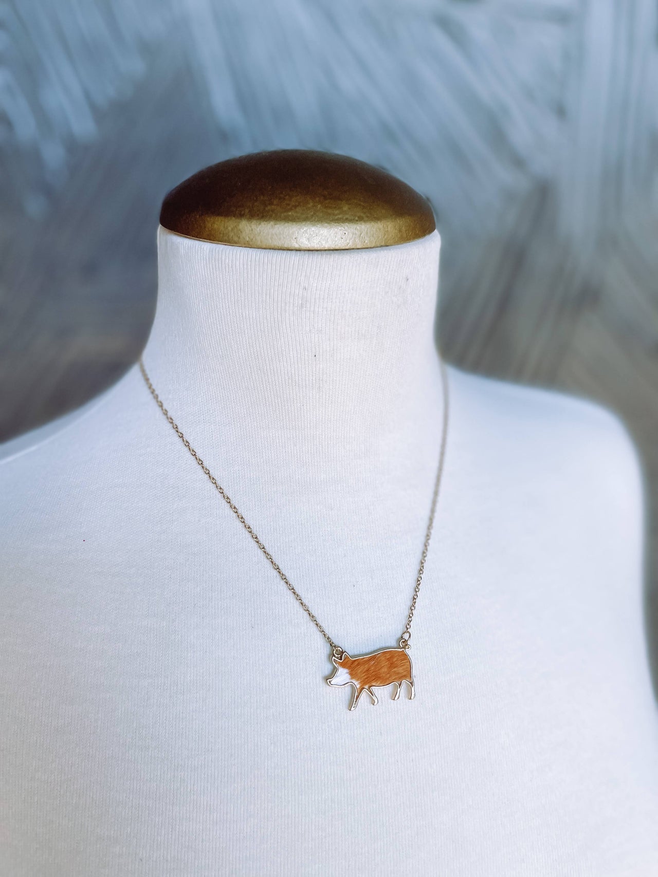 Pig Fur Pendant Necklace- Light Brown