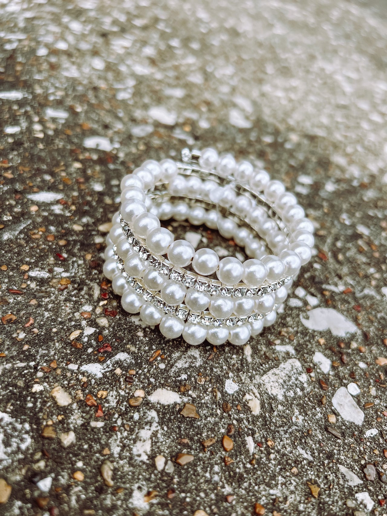 Clear Day Pearl Stacked Bracelet
