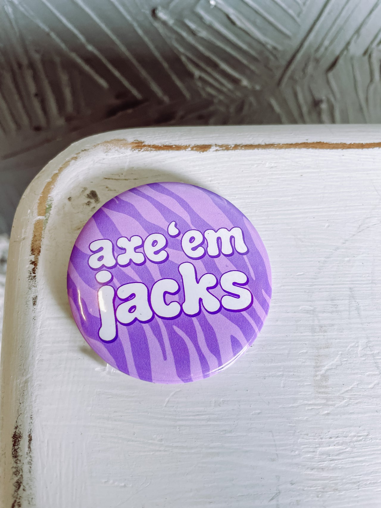 Zebra Axe'em Jacks Button